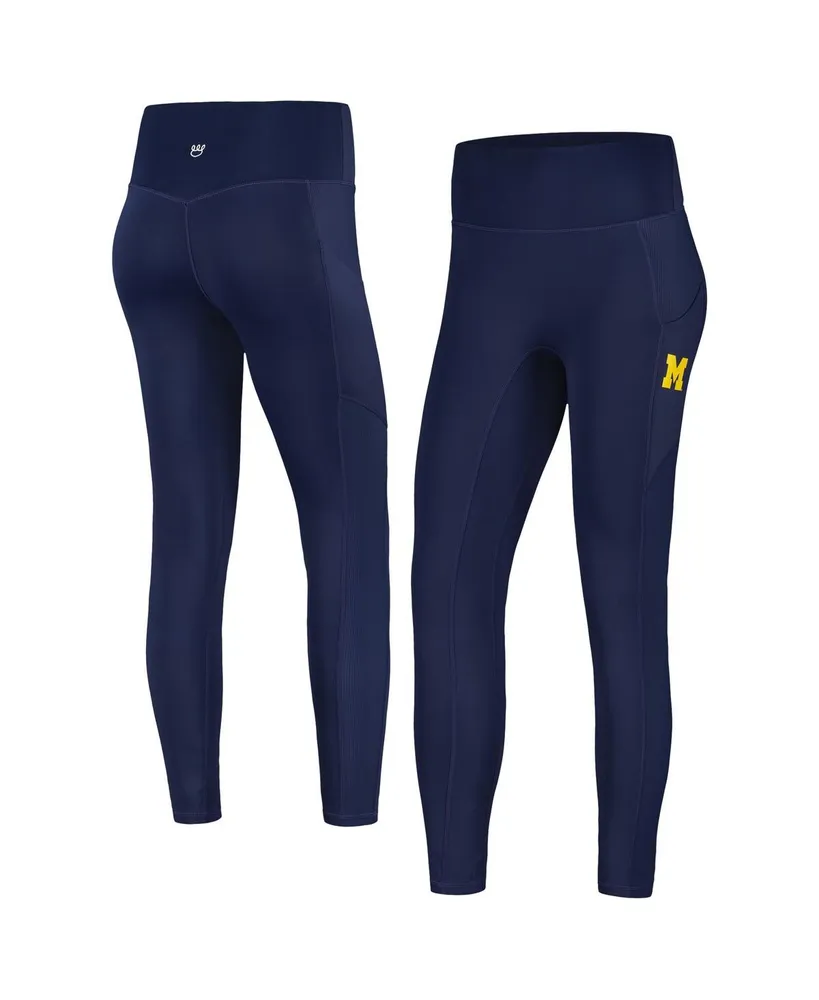 Women's Kadyluxe Navy Michigan Wolverines 7/8 Mixed Media Pocket iLeggings