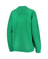 Women's Pressbox Green Distressed Notre Dame Fighting Irish Comfy Cord Vintage-Like Wash Basic Arch Pullover Sweatshirt