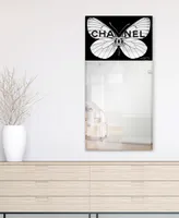 Empire Art Direct "Cc Butterfly" Rectangular Beveled Mirror on Free Floating Printed Tempered Art Glass, 48" x 24" x 0.4"