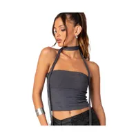 Women's Gathered two piece mesh scarf top