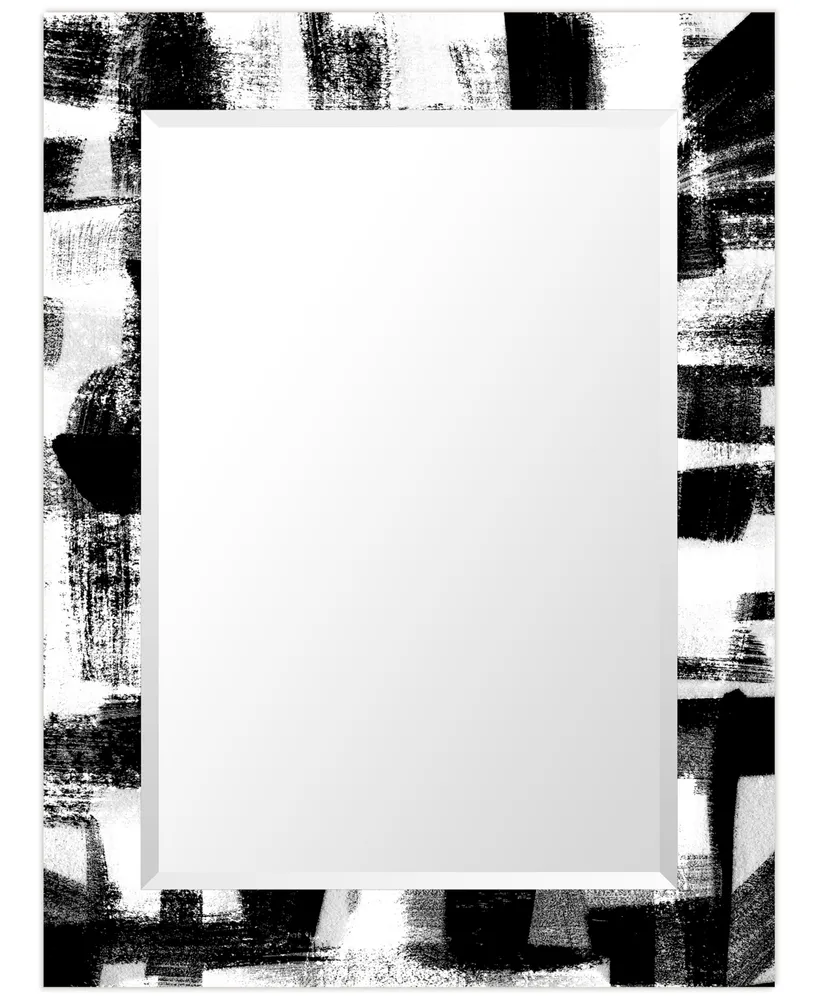 Empire Art Direct "Newsflash I" Rectangular Beveled Mirror on Free Floating Printed Tempered Art Glass, 30" x 40" x 0.4"