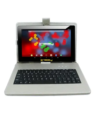 Linsay New 10.1" Tablet Octa Core 128GB Bundle with Exclusive Luxury Silver Keyboard and Newest Android 13