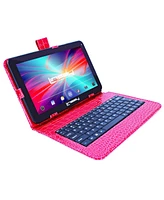 New Linsay 10.1" Tablet Octa Core 128GB with Exclusive Luxury Red Crocodile Style Keyboard Newest Android 14