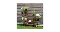 6 Tier Wooden Shelf Storage Plant Rack Stand