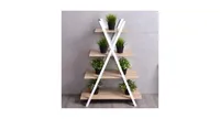 X-Shape 4-Tier Display Shelf Rack Potting Ladder-White