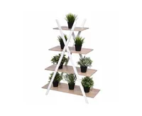 X-Shape 4-Tier Display Shelf Rack Potting Ladder-White