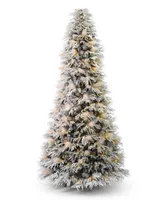 Seasonal Pine and Pampas 9' Pre-Lit Flocked Pe Mixed Pvc Tree, 9590 Tips, 104 Pieces Pampas, 700 Warm Led, Ez-Connect, Remote, Storage Bag