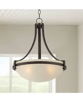 Regency Hill Mallot Oil Rubbed Bronze Pendant Chandelier 20" Wide Champagne Crackle Glass Bowl Shade 4