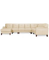 Closeout! Ashlinn 144" 5-Pc. Pastel Leather Sectional, Created for Macy's
