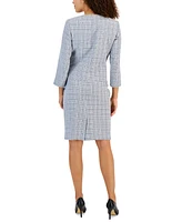 Le Suit Tweed Four-Button Jacket & Pencil Skirt Suit, Regular Petite Sizes