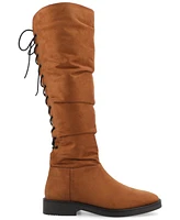 Journee Collection Women's Mirinda Wide Calf Rouched Stretch Knee High Boots
