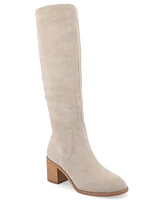 Journee Collection Women's Romilly Wide Width Round Toe Block Heel Knee High Boots