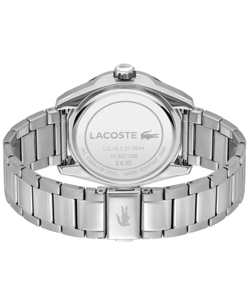 Lacoste Men's Finn Quartz Silver-Tone Stainless Steel Bracelet Watch 44mm
