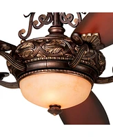 56" Casa Esperanza Vintage Antique Indoor Ceiling Fan 5 Blade Led Light Remote Control Bronze Gold Motor Brown Teak Finish Blades Bedroom Living Room