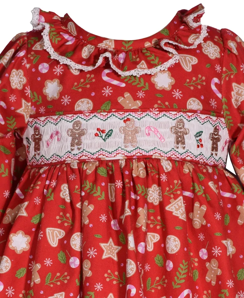 Bonnie Baby Baby Girls Long Sleeve Gingerbread Dress