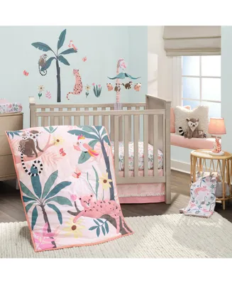 Lambs & Ivy Enchanted Safari Leopard/Lemur Jungle 3-Piece Baby Crib Bedding Set