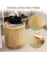 17'' Concrete Accent Side Table Tree Stump Wood-like End Table Plant Stand Stool