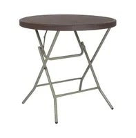 Emma+Oliver 2.6-Foot Round Rattan Plastic Folding Table