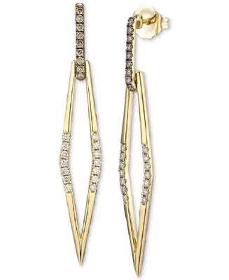 Le Vian Nude Diamond & Chocolate Diamond Spear Drop Earrings (1/3 ct. t.w.) in 14k Gold