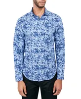 Society of Threads Men's Regular-Fit Non-Iron Performance Stretch Rose-Print Button-Down Shirt