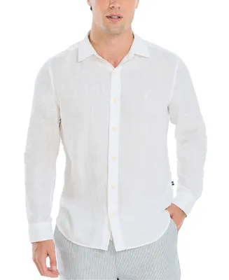 Nautica Men's Classic-Fit Long-Sleeve Button-Up Solid Linen Shirt