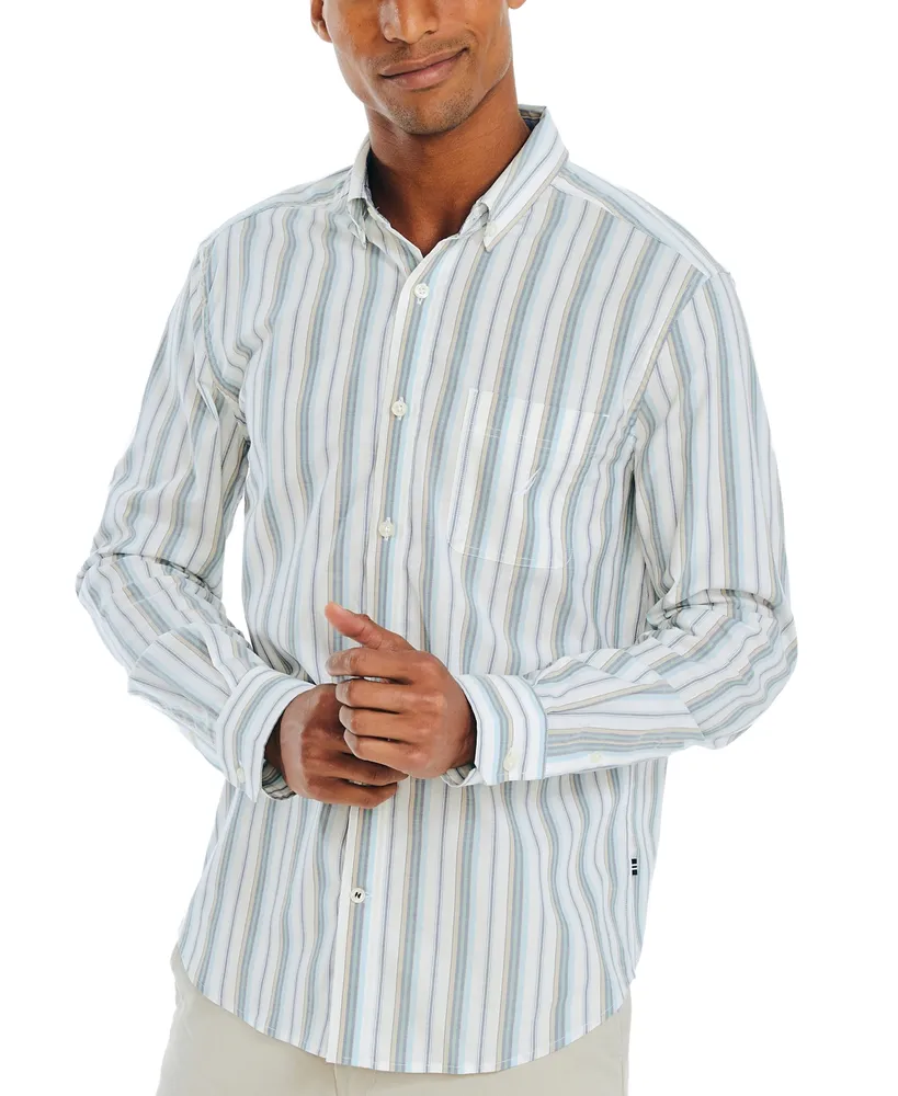 Nautica Men's Striped Long-Sleeve Button-Up Shirt