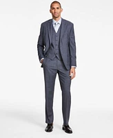 Michael Kors Mens Classic Fit Wool Blend Stretch Solid Vested Suit Separates