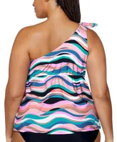 Raisins Curve Trendy Plus Size Marita One-Shoulder Tankini Top