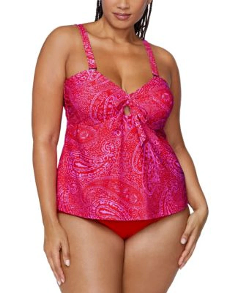 Raisins Curve Trendy Plus Size Zanzibar Printed Tankini Top Bottoms