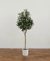 Nearly Natural 72" Artificial Olive Tree with Decorative Planter