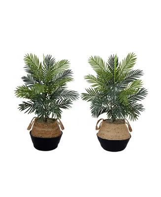 Nearly Natural 36" Artificial Areca Palm Tree with Handmade Jute Cotton Basket Diy kit Set of 2