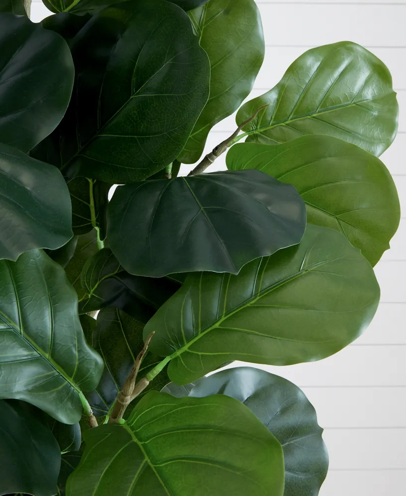 Nearly Natural 72" Artificial Fiddle Leaf Fig Tree with Decorative Planter