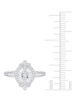 Promised Love Diamond Baguette & Round Ring (1/2 ct. t.w.) in Sterling Silver