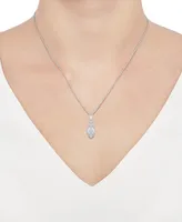 Diamond Round & Baguette Halo Cluster 18" Pendant Necklace (1/2 ct. t.w.) in Sterling Silver