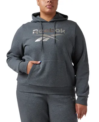 Reebok Plus Size Shine Fleece Hooded Sweatshirt
