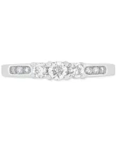 Diamond Three Stone Channel-Set Engagement Ring (1/2 ct. t.w.) in 14k White Gold