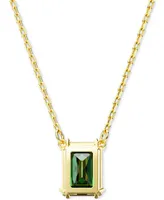 Swarovski Gold-Tone Color Rectangle Crystal Pendant Necklace, 15" + 2-3/4" extender