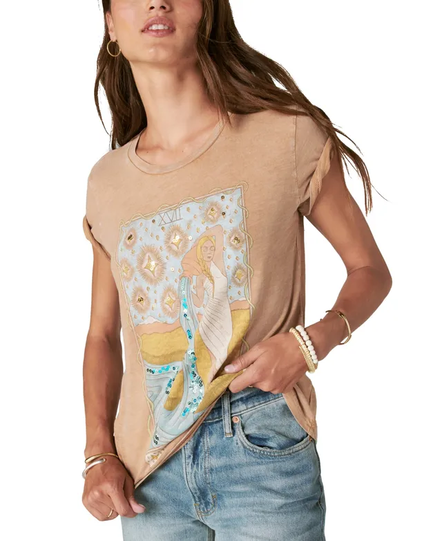 Lucky Brand Women's Card Graphic Print Cotton T-Shirt - Macy's