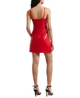 French Connection Women's Faux-Leather Bow Mini Dress