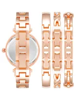 Anne Klein Women's Quartz Rose Gold-Tone Alloy Watch 31.5mm Set, 4 Pieces