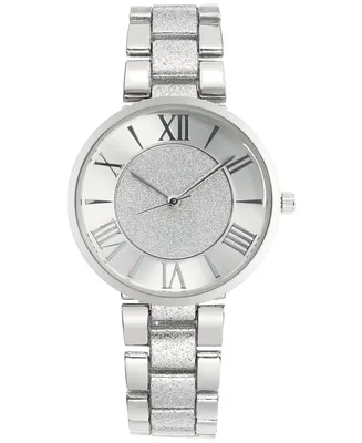 I.n.c. International Concepts Women's Glitter Silver-Tone Bracelet Watch 36mm, Created for Macy's