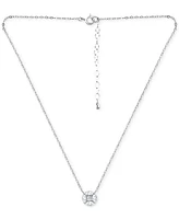 Giani Bernini Cubic Zirconia Princess & Marquise Cluster Pendant Necklace, 16" + 2" extender, Created for Macy's