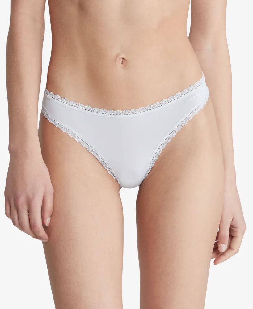 Calvin Klein Women's Lace Trim Thong Underwear QD3779 - Macy's