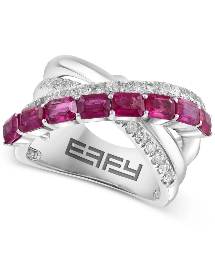Effy Ruby (2 ct. t.w.) & White Sapphire (1/2 ct. t.w.) Crossover Statement Ring in Sterling Silver