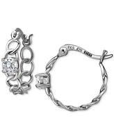 Giani Bernini Cubic Zirconia Chain Link Small Hoop Earrings, 0.625", Created for Macy's