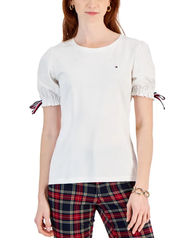 Tommy Hilfiger Women's Cotton Monogram-Logo Stripe-Print Shirt