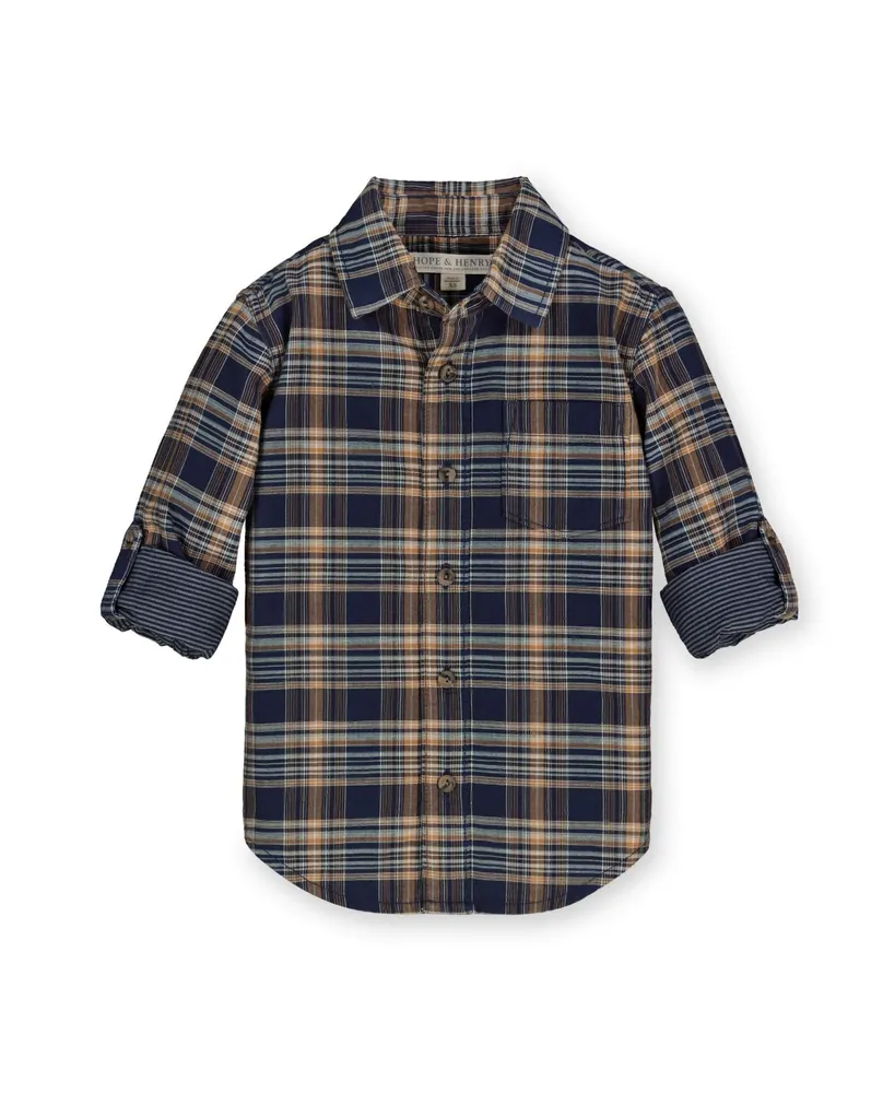 Hope & Henry Baby Boys Organic Convertible Double Weave Button Down Shirt