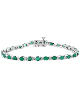 Effy Emerald (4-3/8 ct. t.w.) & Diamond (1/20 ct. t.w.) Link Bracelet in Sterling Silver