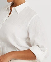 Lauren Ralph Plus Linen Roll-Tab Shirt