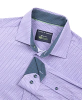 Society of Threads Men's Regular-Fit Non-Iron Dot Print Performance Stretch Dress Shirt